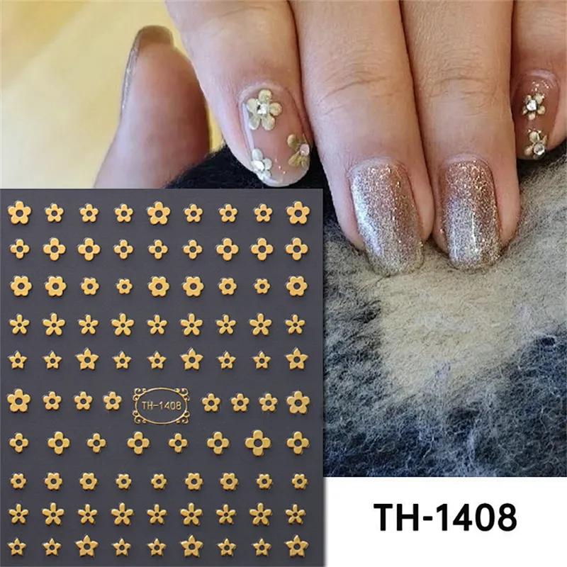 Gold Flower Nail Stickers